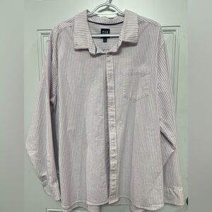 GAP Men’s XXL Lavender White Stripe Button Front Shirt Cotton Stretch